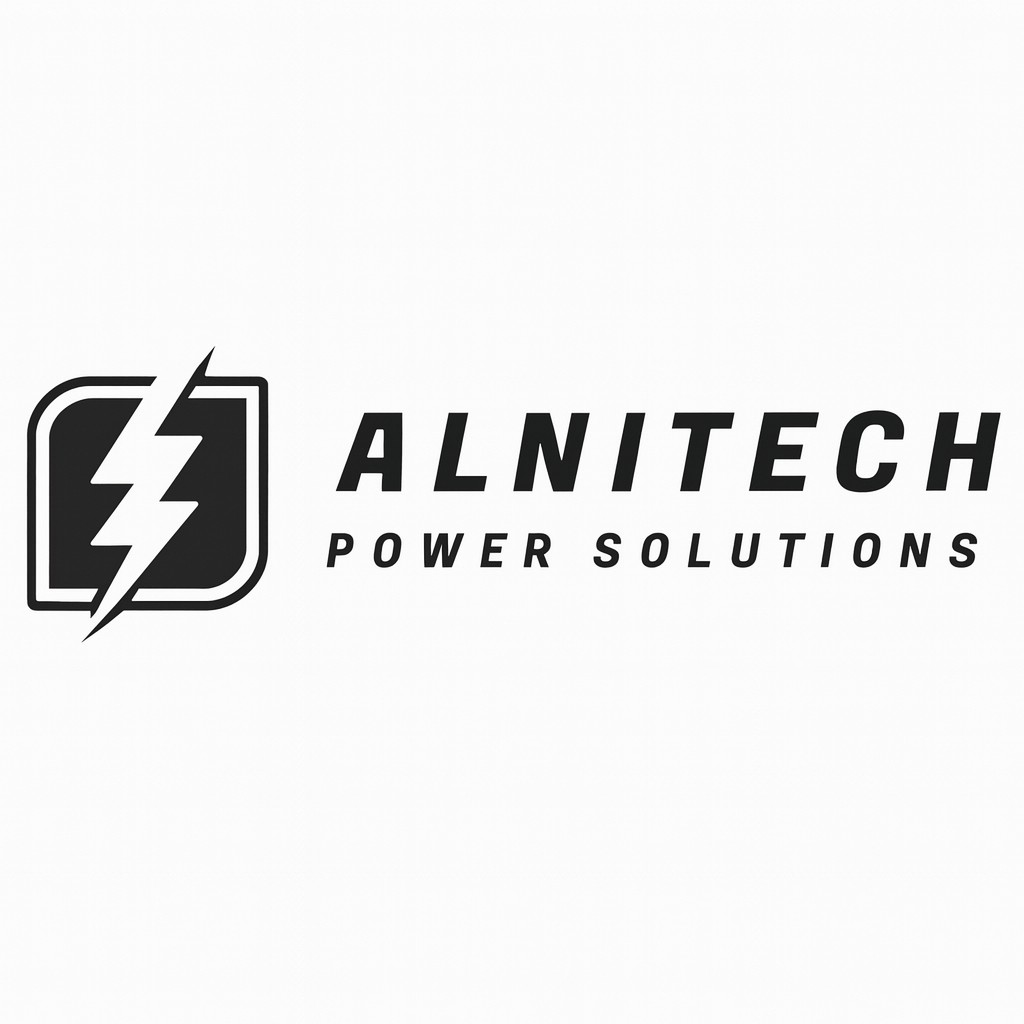 Logo de Alnitech Power Solutions con isotipo de rayo para soluciones de calidad de energía y potencia