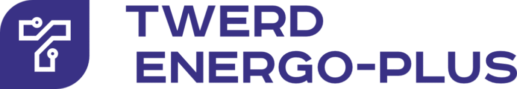 Logo oficial de TWERD ENERGO-PLUS con isotipo de circuito electrónico