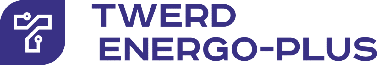Logo oficial de TWERD ENERGO-PLUS con isotipo de circuito electrónico